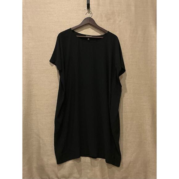 Eileen Fisher Dresses & Skirts - Eileen‎ Fisher Silk Shift Dress Black XS Oversized Minimalist w/Pockets